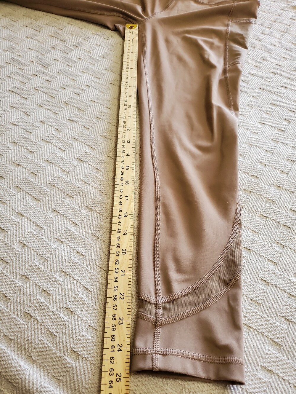 Tek Gear UltraStretch High Waisted Side Pocket Leggings Tan Taupe Mesh - Picture 7 of 11